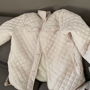 Brave soul Perkins diamond quilted oversized shirt jacket cream colour